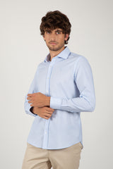 Camisa Cuello Italiano Celeste