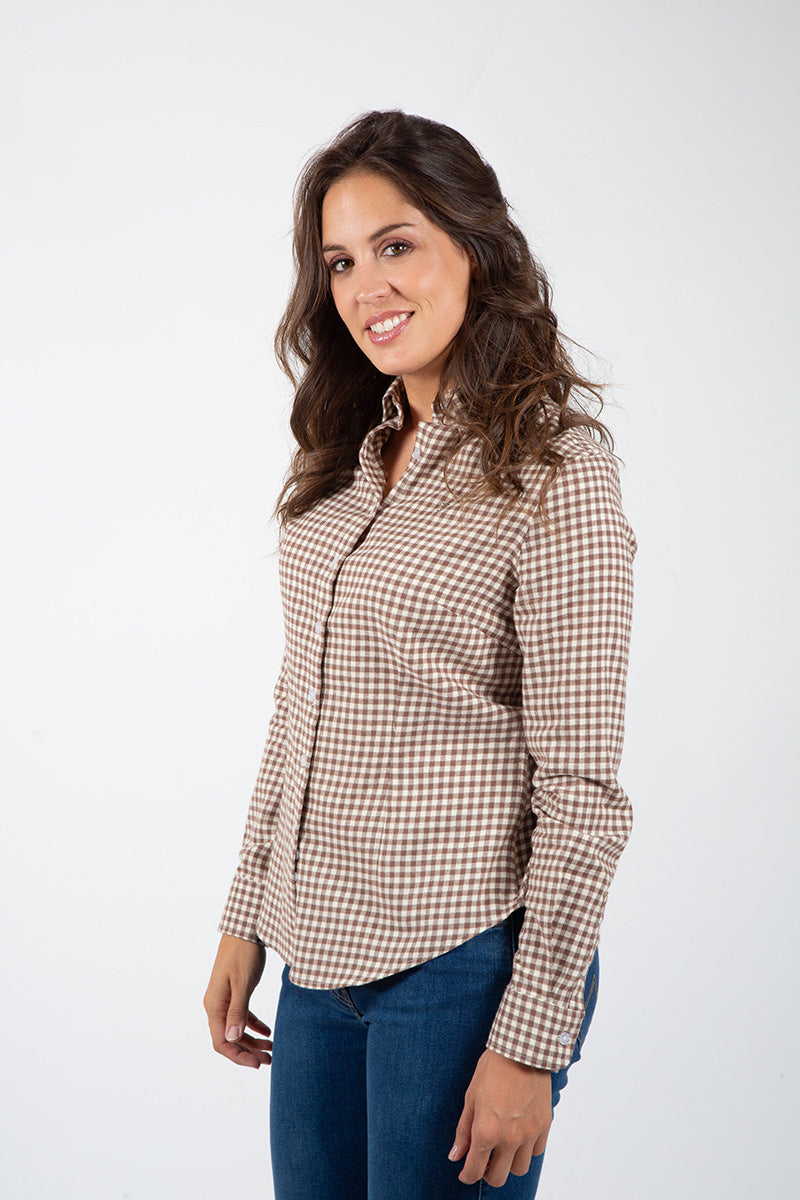 Brown Checkered Mink Shirt