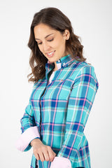 Camisa cuadros turquesa