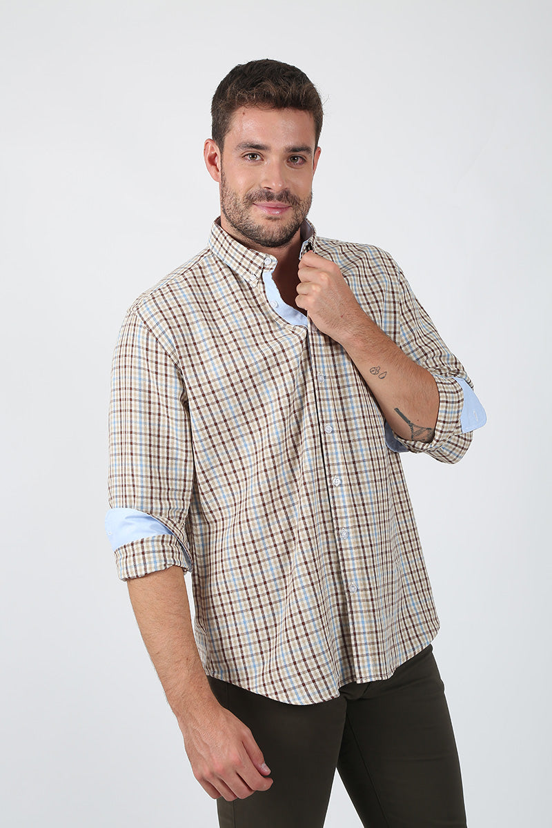 Camisa Cuadros Tostada