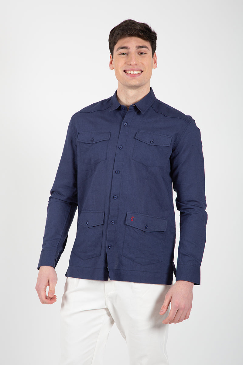 Camisa guayabera marinho