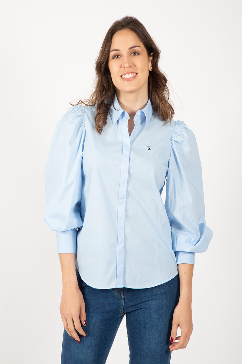 Blusa abullonada celeste