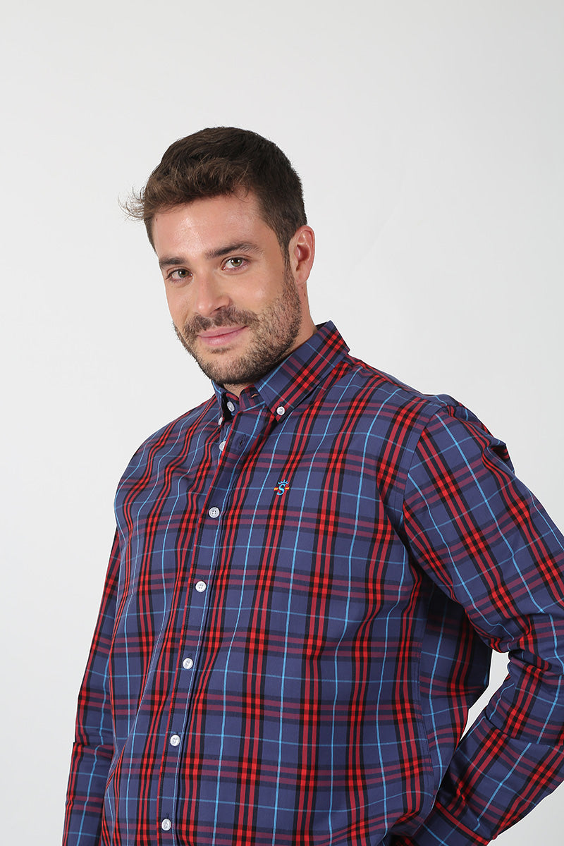 Camisa Cuadros Azul Y Rojo