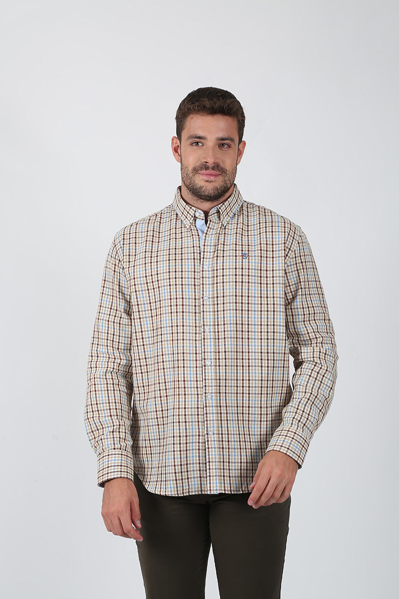 Camisa Cuadros Tostada