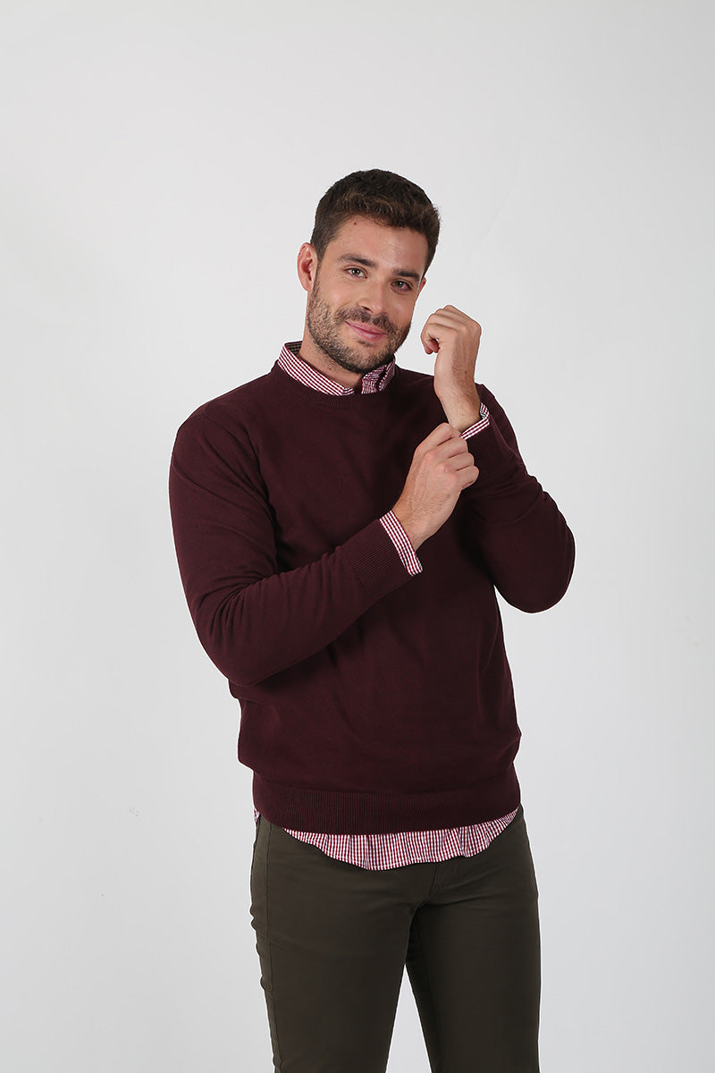 Jersey Cuello Redondo Granate