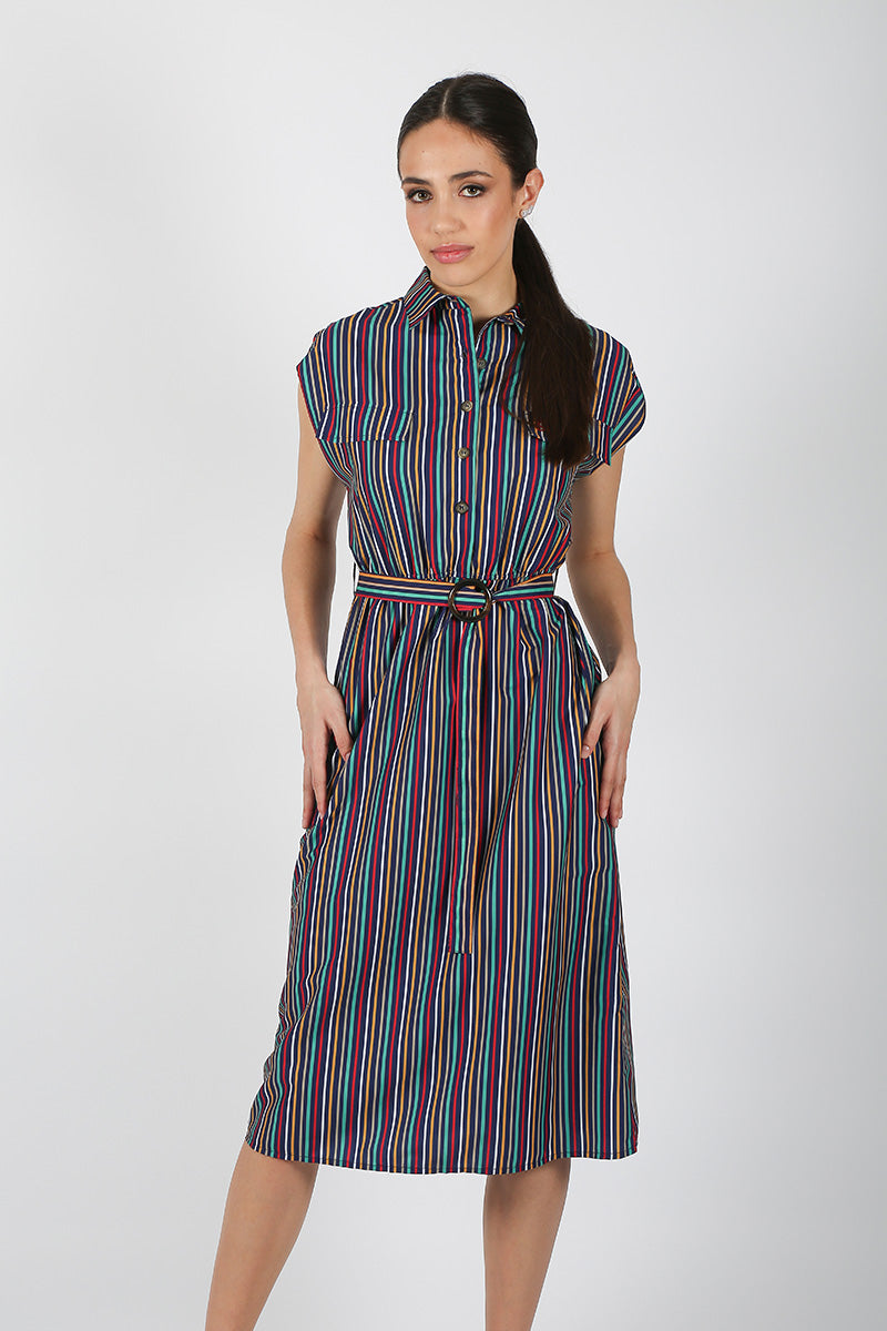 Vestido Marino Rayas Colores