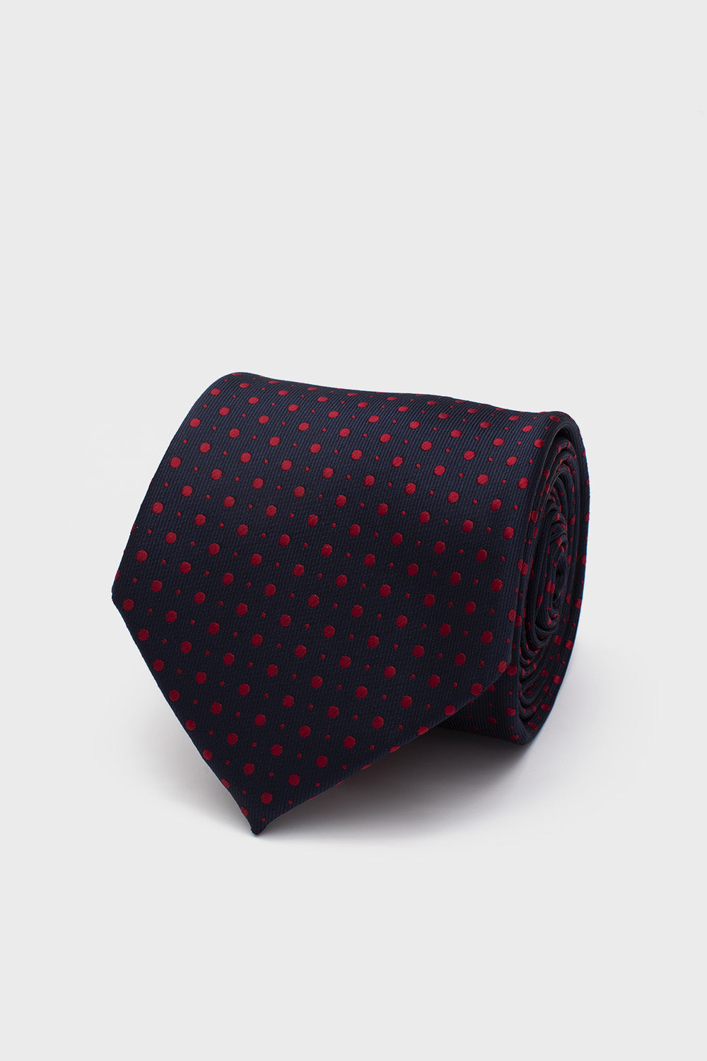 Cravate Bleu Marine à Pois Rouges