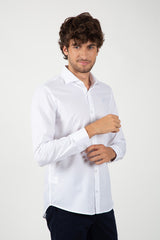 Camisa Cuello Italiano Blanco