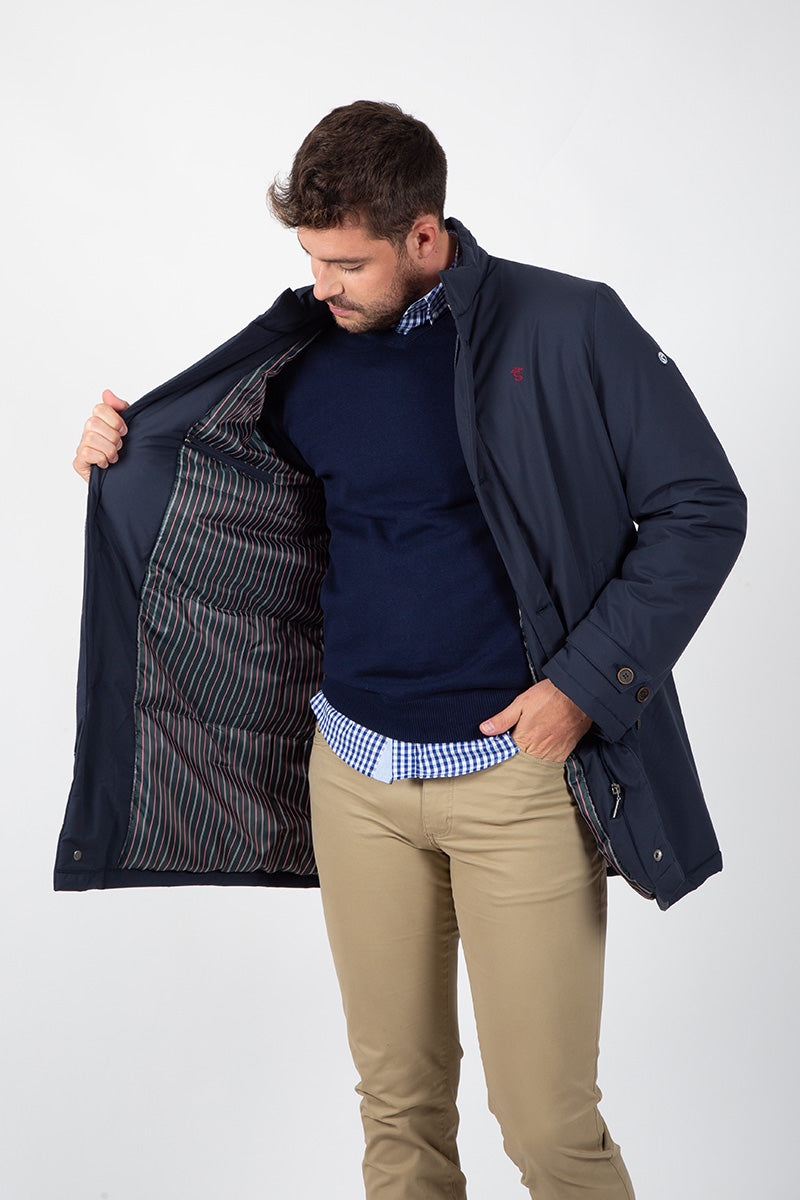 Parka Trench Abotonado Marino