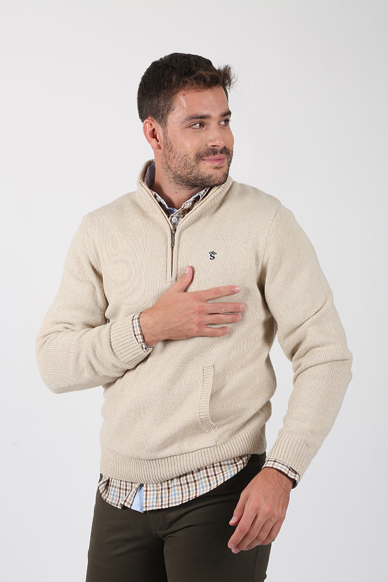 Raw Kangaroo Pocket Zip Sweater