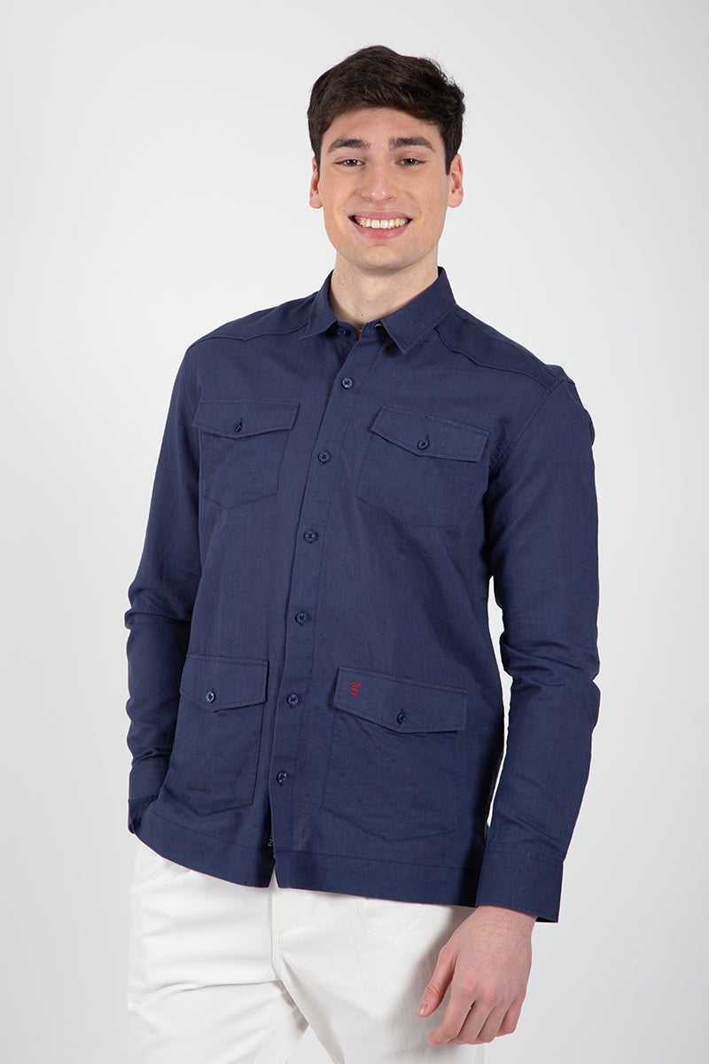 Camisa guayabera marinho
