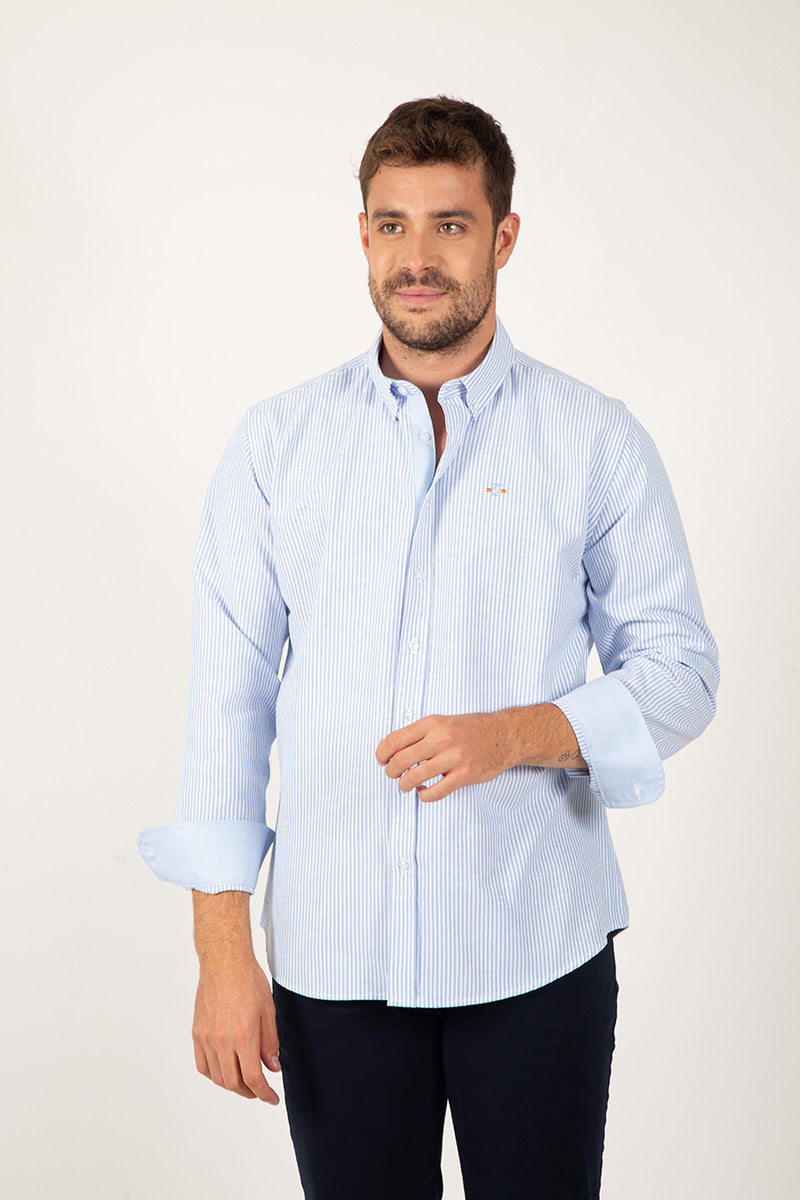 Camisa Oxford rayas Celeste