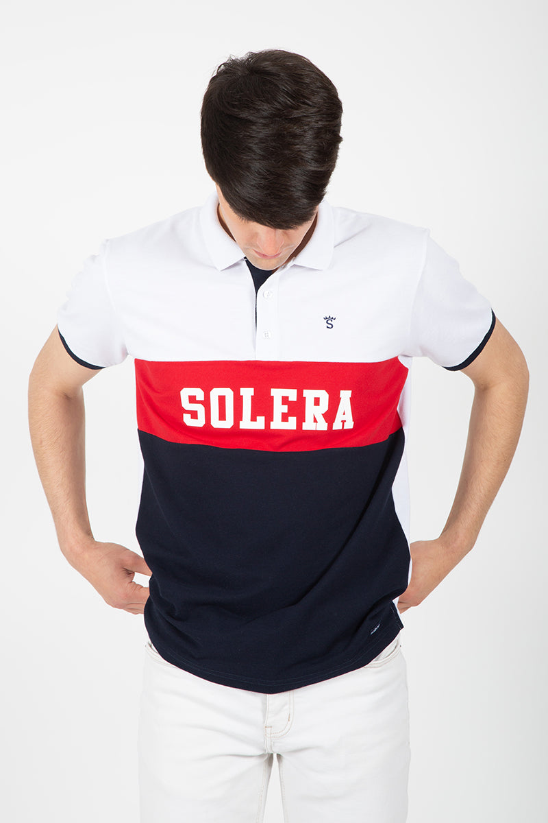 Polo Blanco Franja Solera