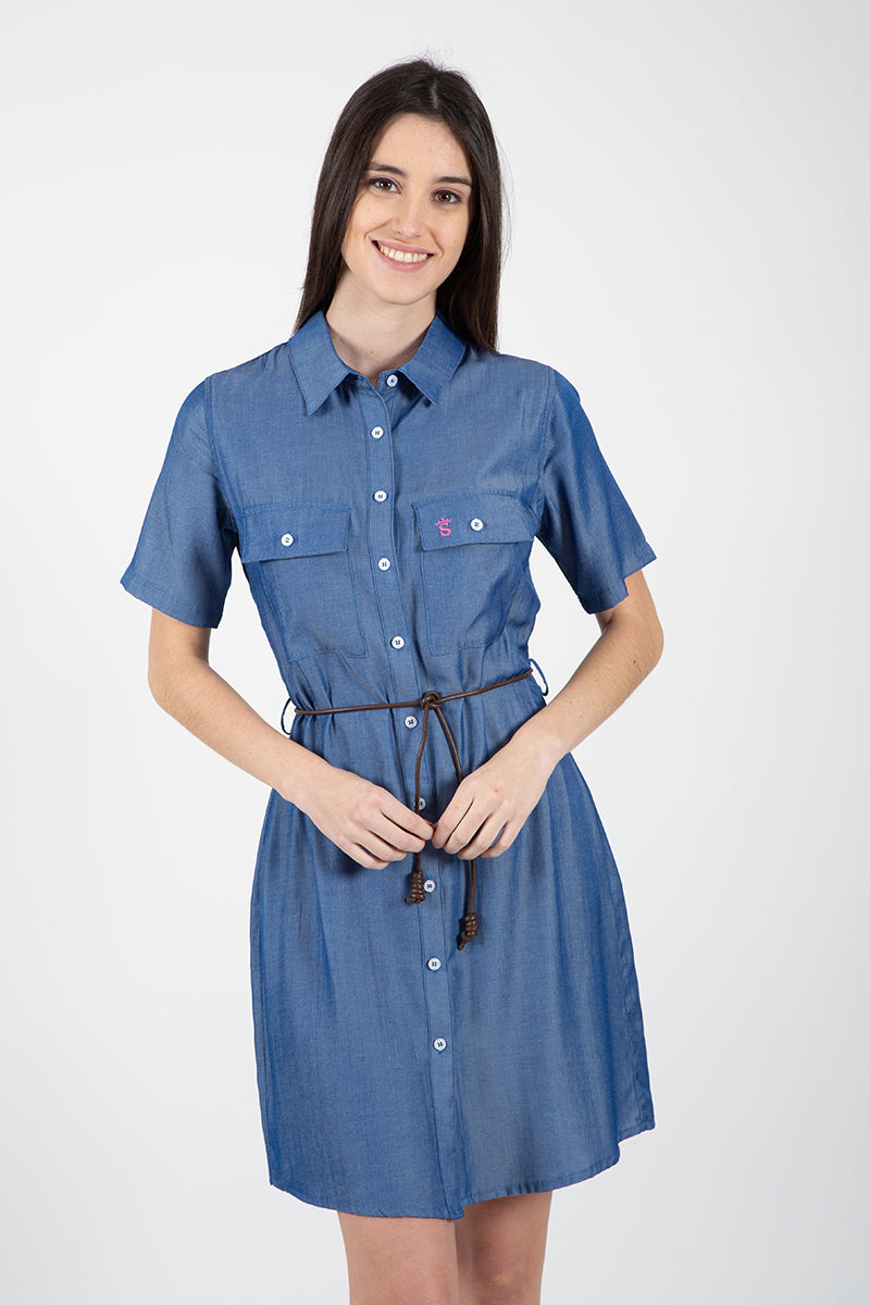 Vestido Tejado Denim Medio