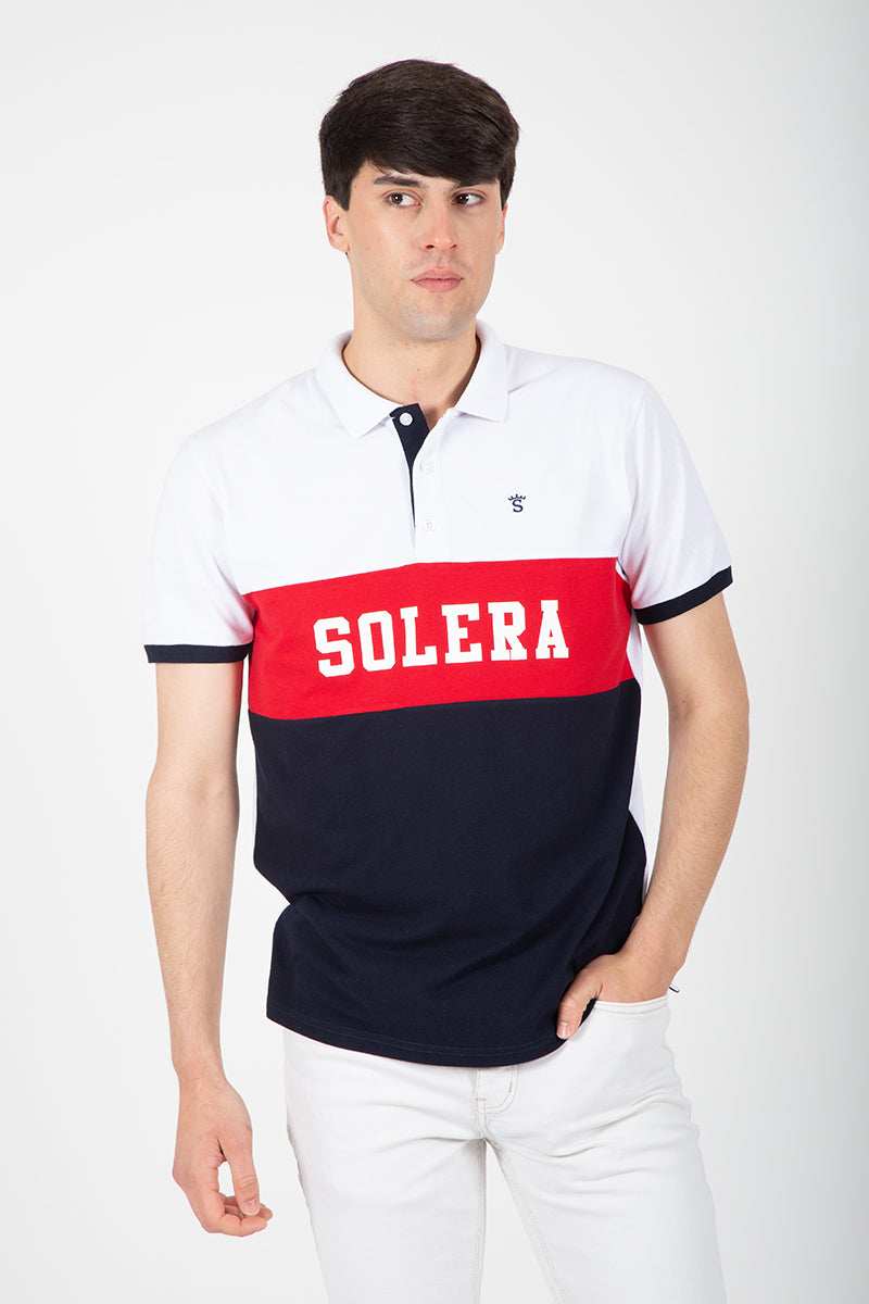 Polo Blanco Franja Solera