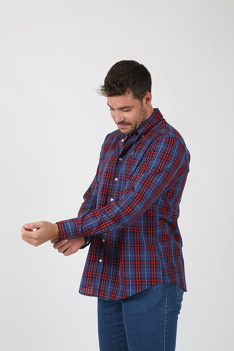 Camisa Cuadros Azul Y Rojo