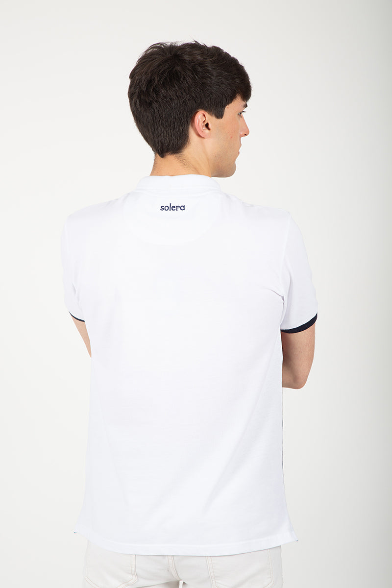 Polo Blanco Franja Solera