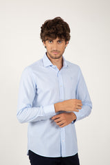 Camisa Cuello Italiano Celeste