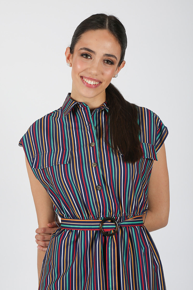 Vestido Marino Rayas Colores