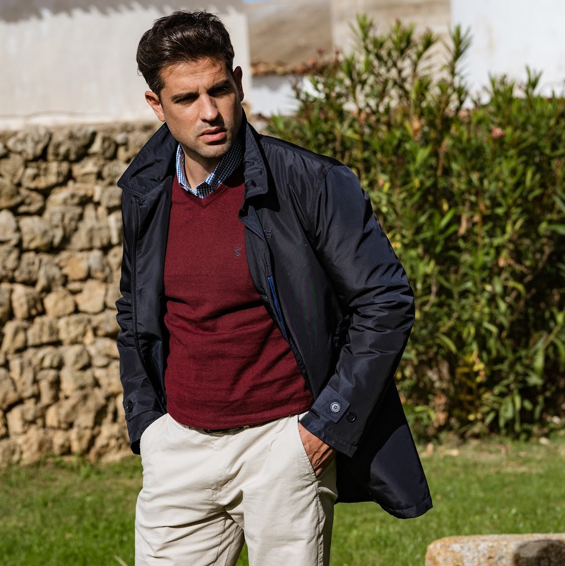 Navy Gabardine Parka